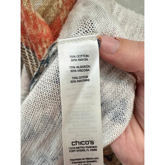 CHICO’S | Aztec Print Chevron Boho Lightweight Open Front Cardigan | Medium - Picture 6 of 7